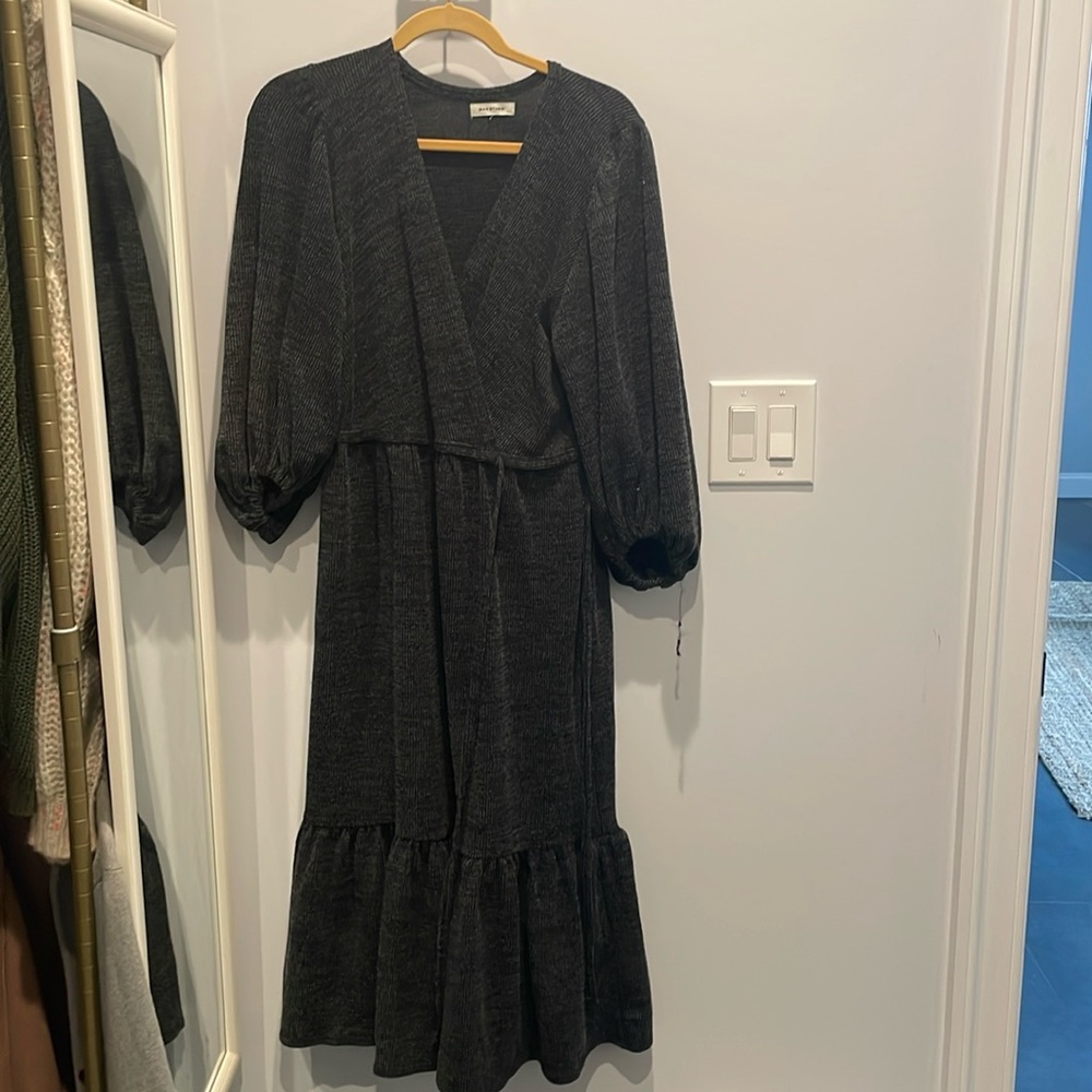 Max Studio Midi Dress- CHARCOAL GRAY